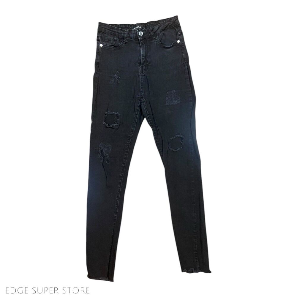NAANAA High Rise Skinny Dark Wash Black Denim Jeans Size 8